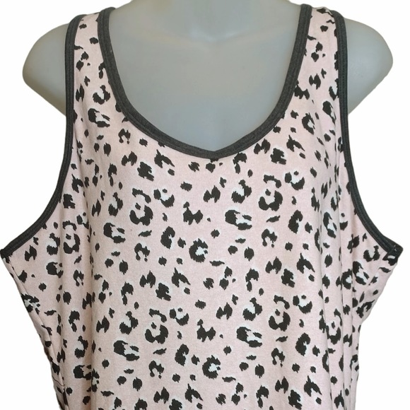 Live Love Lounge Karen Neuburger Womens Tank XL Leopard Print Pink PJ Pajama Top - Picture 2 of 6